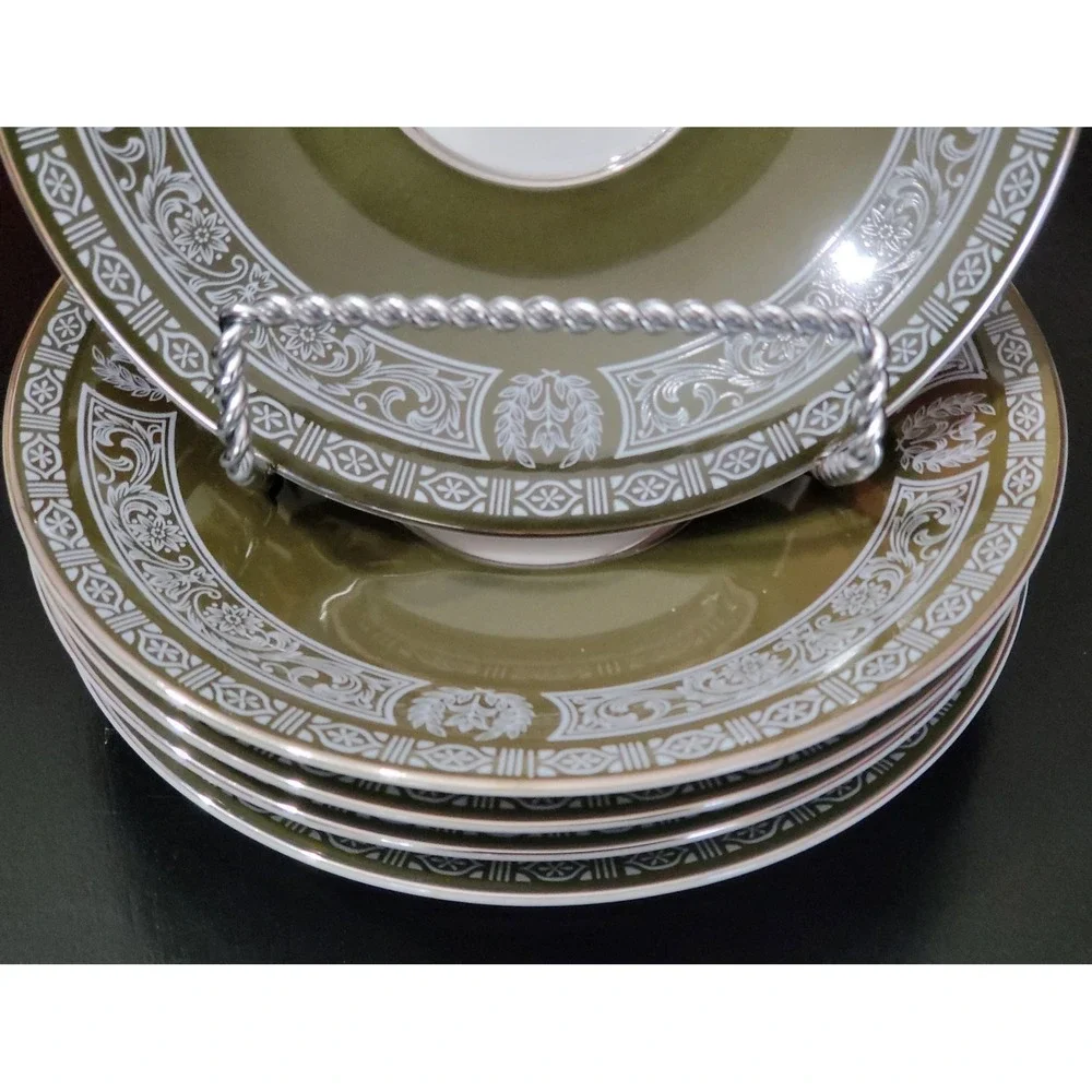Forest Damask Saucer, Handcrafted Ceramic Saucer with Enchanting Woodland Design